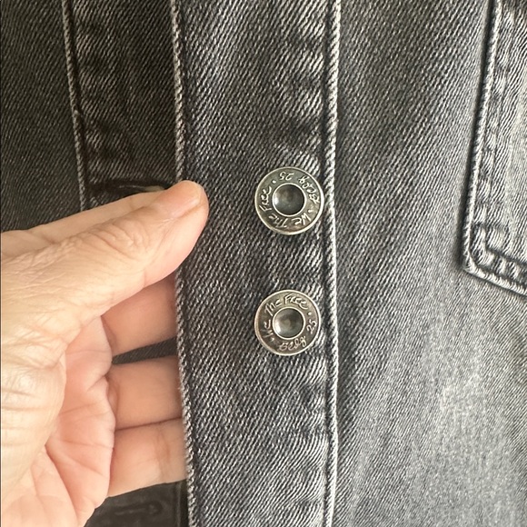 Free People Charcoal Denim Jacket oversized - Picture 6 of 11